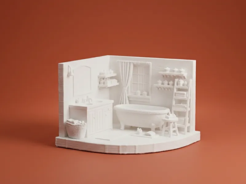 Bathroom Interior Miniature Scene