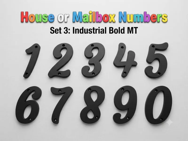 House or Mailbox Numbers - Set 3: Industrial Bold MT