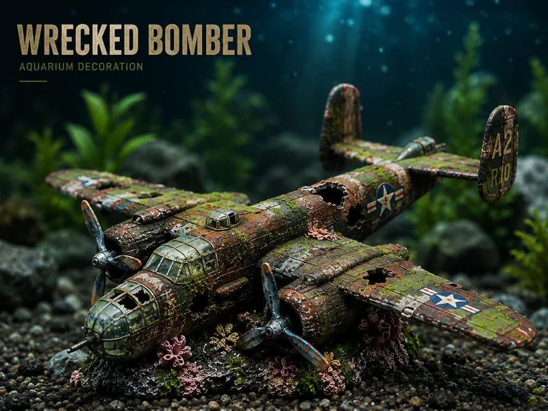 Sunken Bomber Aircraft Aquarium Decoration