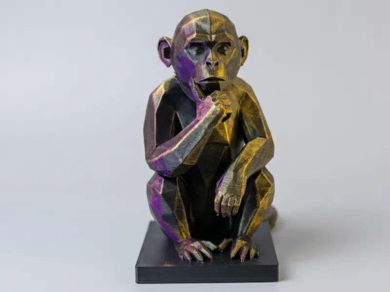 Low-Poly Thinking Monkey - Geometric Philosopher Chimp