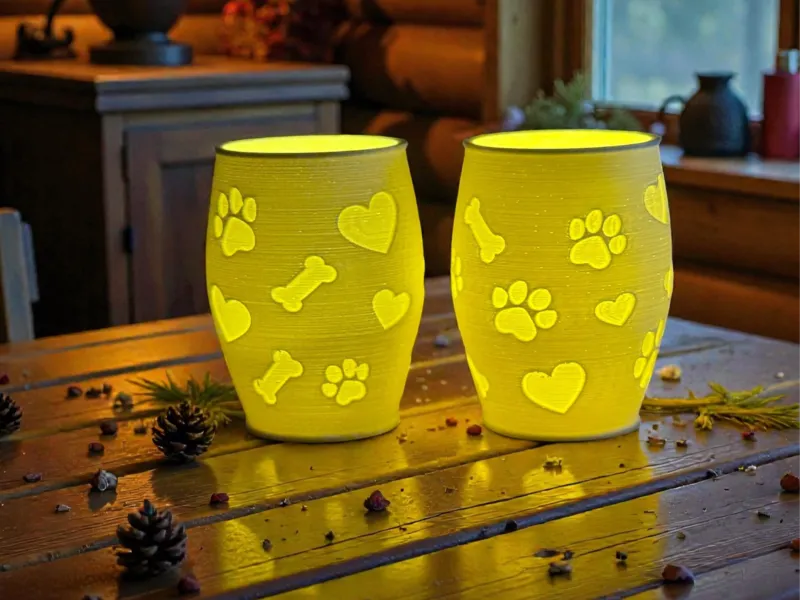 Litofaan Theelichtlamp Poot-Hart-Bot Hond Omgekeerd