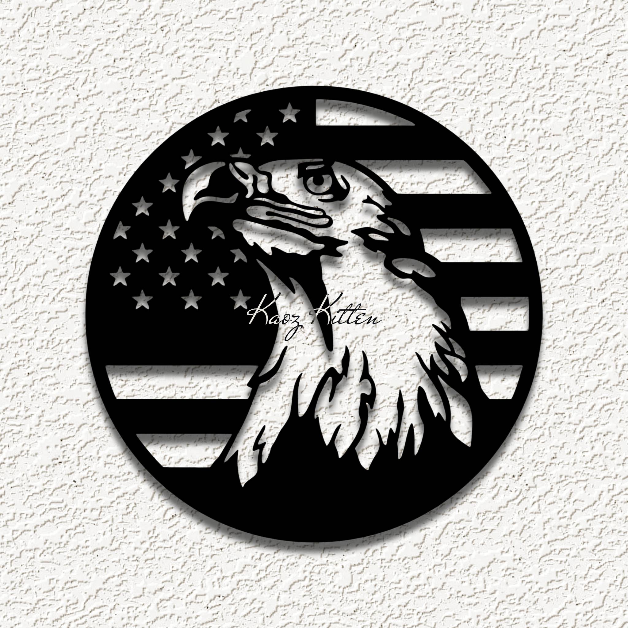 EAGLE FLAG CIRCLE WALL ART HOME DECOR