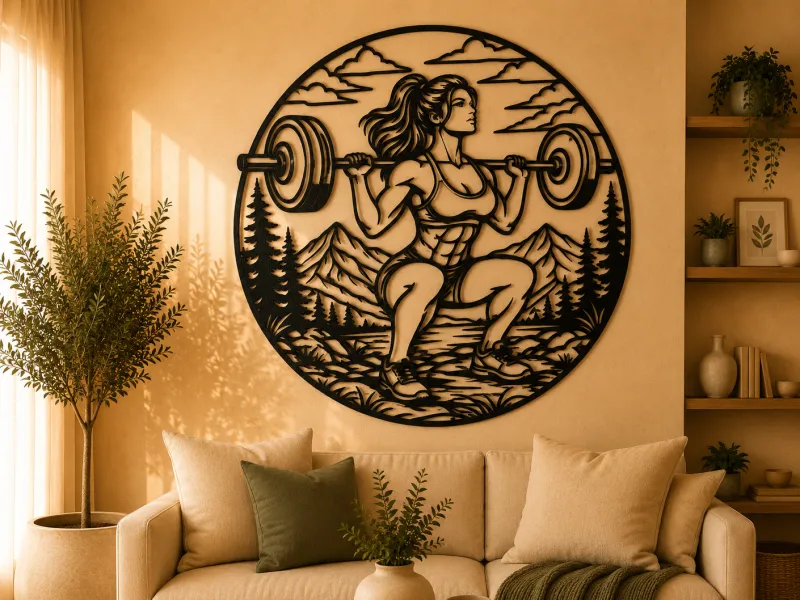 Fitness Girl Squat 2D Wall Art