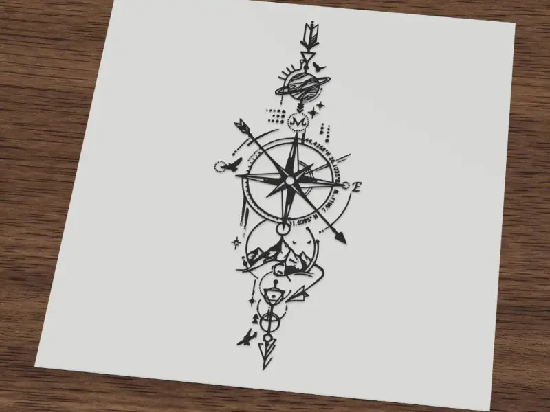 Compass Arrow Travel Adventure Tattoo Minimalist