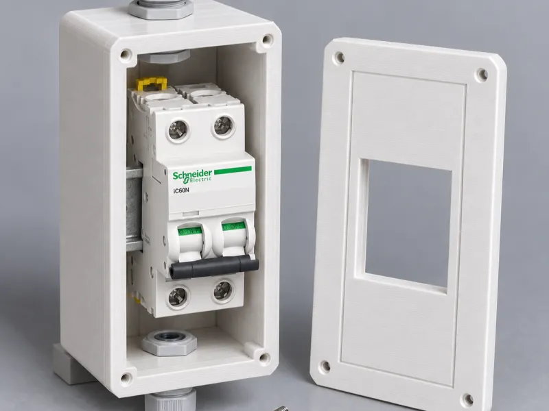 2-Module DIN Rail MCB Enclosure with Cable Glands