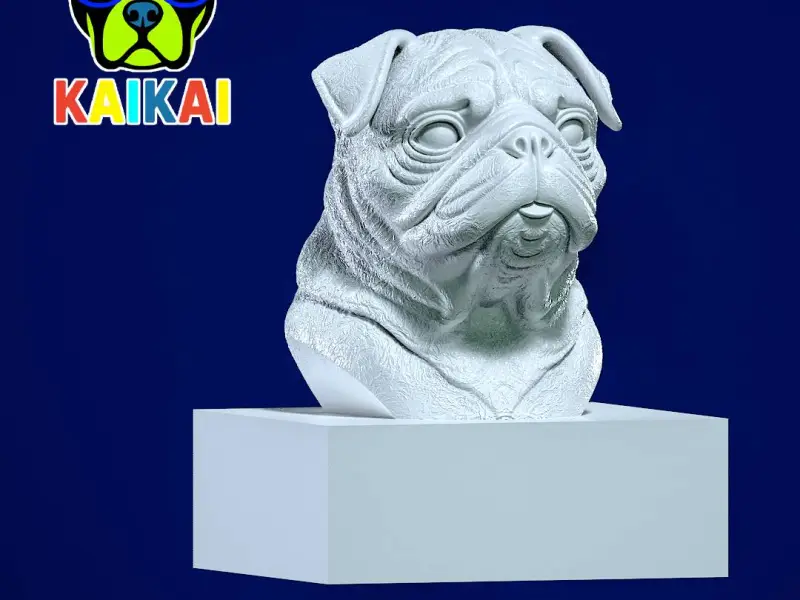 Pug dog bust - head dog model - 3D print