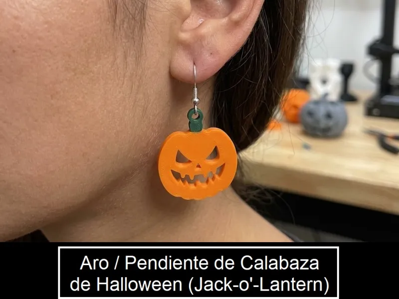 Aro / Pendiente de Calabaza de Halloween (Jack-o'-Lantern)