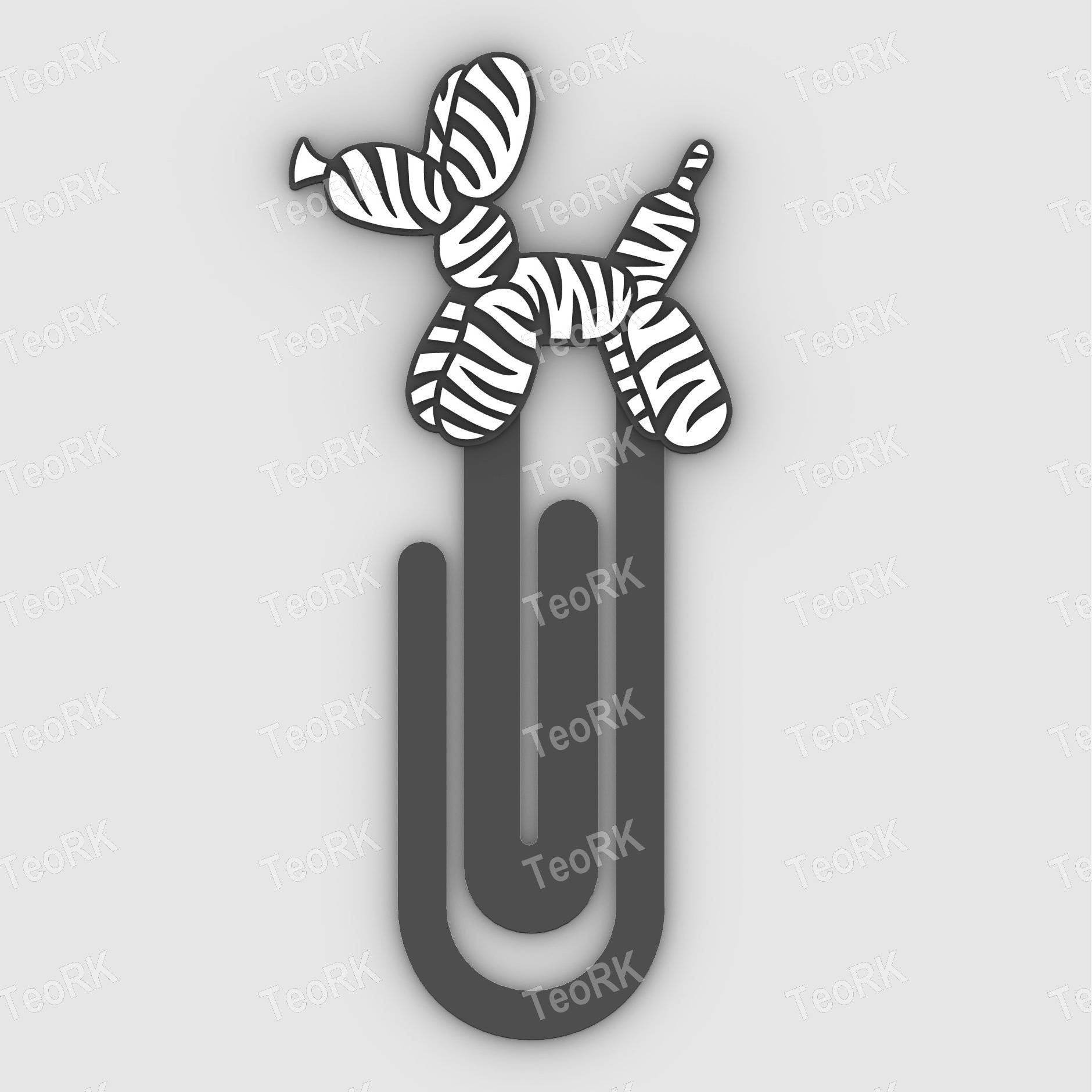 Paperclip balloon dog zebra - bookmark