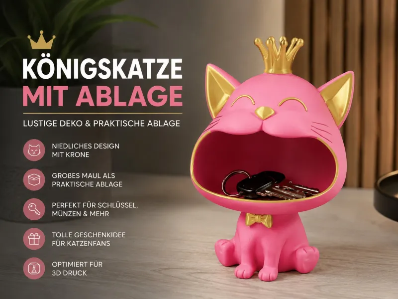 👑 Chat royal – Range-objets ludique et figurine décorative