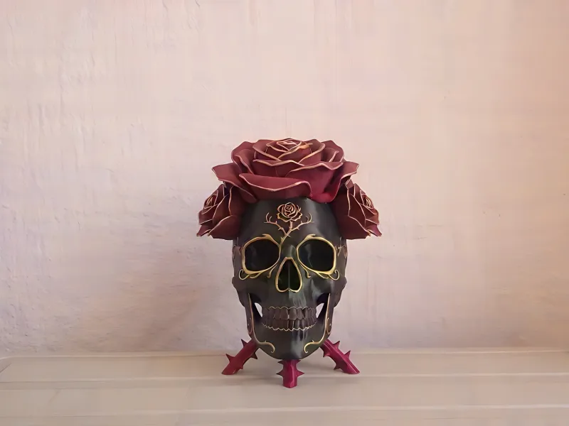 SKULL GOTHIC FLORAL ROSE DECOR ART SPOOKY TABLETOP [FREE]