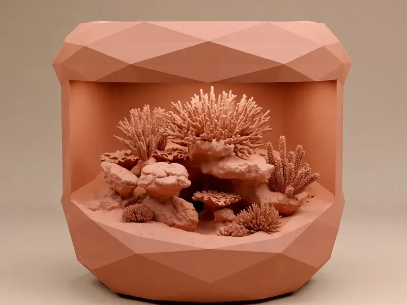 Arrecife de Coral Low Poly para Acuario