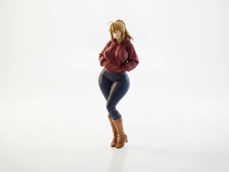 Female Hoodie Figure Anime Style 3D Printable