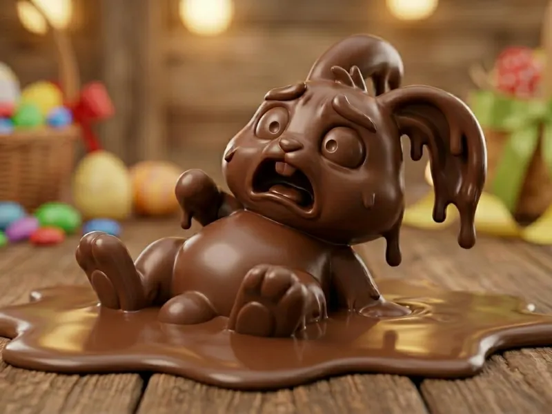 Chocolate bunny melting distressed 3
