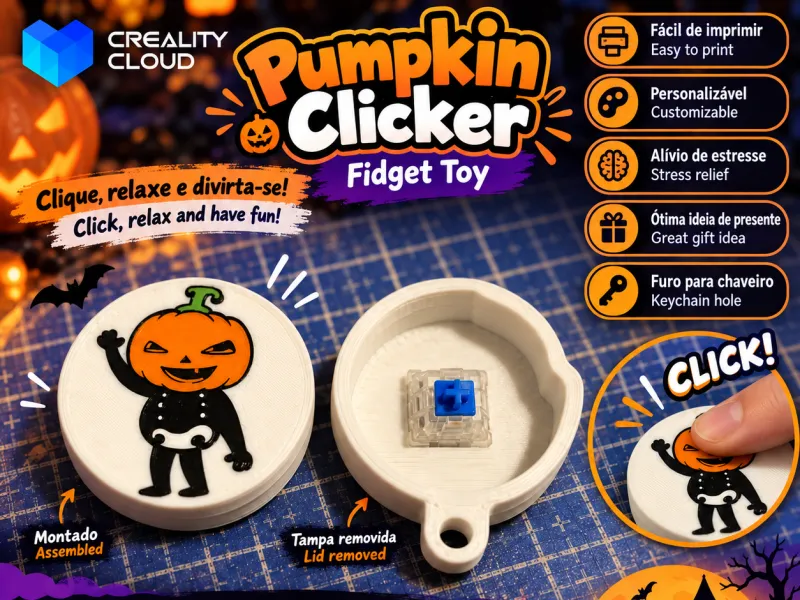 🎃 Pumpkin Clicker Fidget Toy | Halloween Keychain