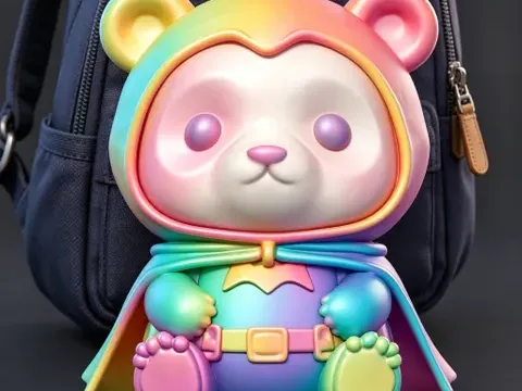 Cute Chibi Panda Superhero Keychain & Backpack Charm