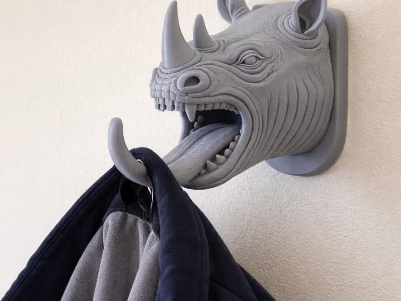 Rhino Head Wall Hanger Coat and Key Holder Hook