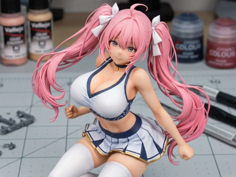 Pink Hair Anime Cheerleader Figure