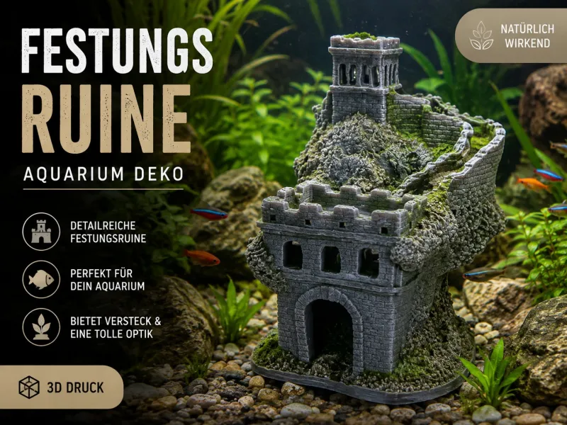 Alte Festungsruine – Detailreiche Aquarium Deko