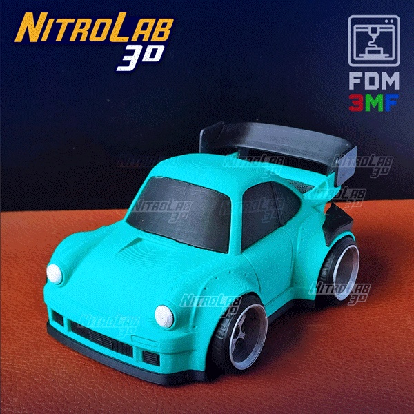 Cartoon Widebody Sportscar for FDM and Resin printers