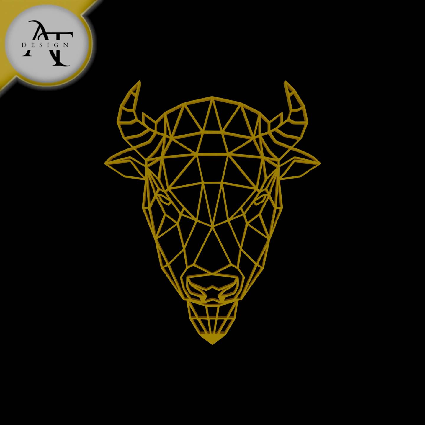 Bison Head - Geometric - 2D Wall Art Decor