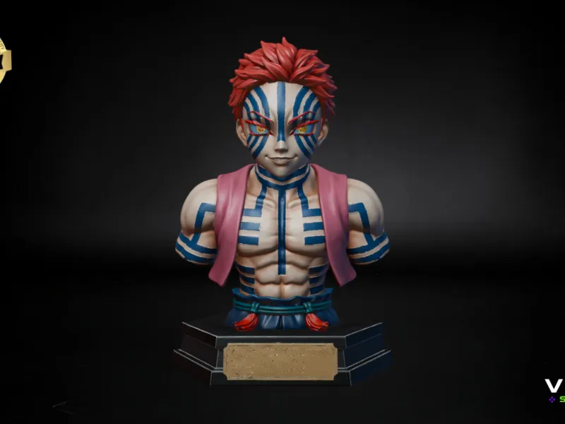Akaza Bust STL 3D Model Demon Slayer Fan Art