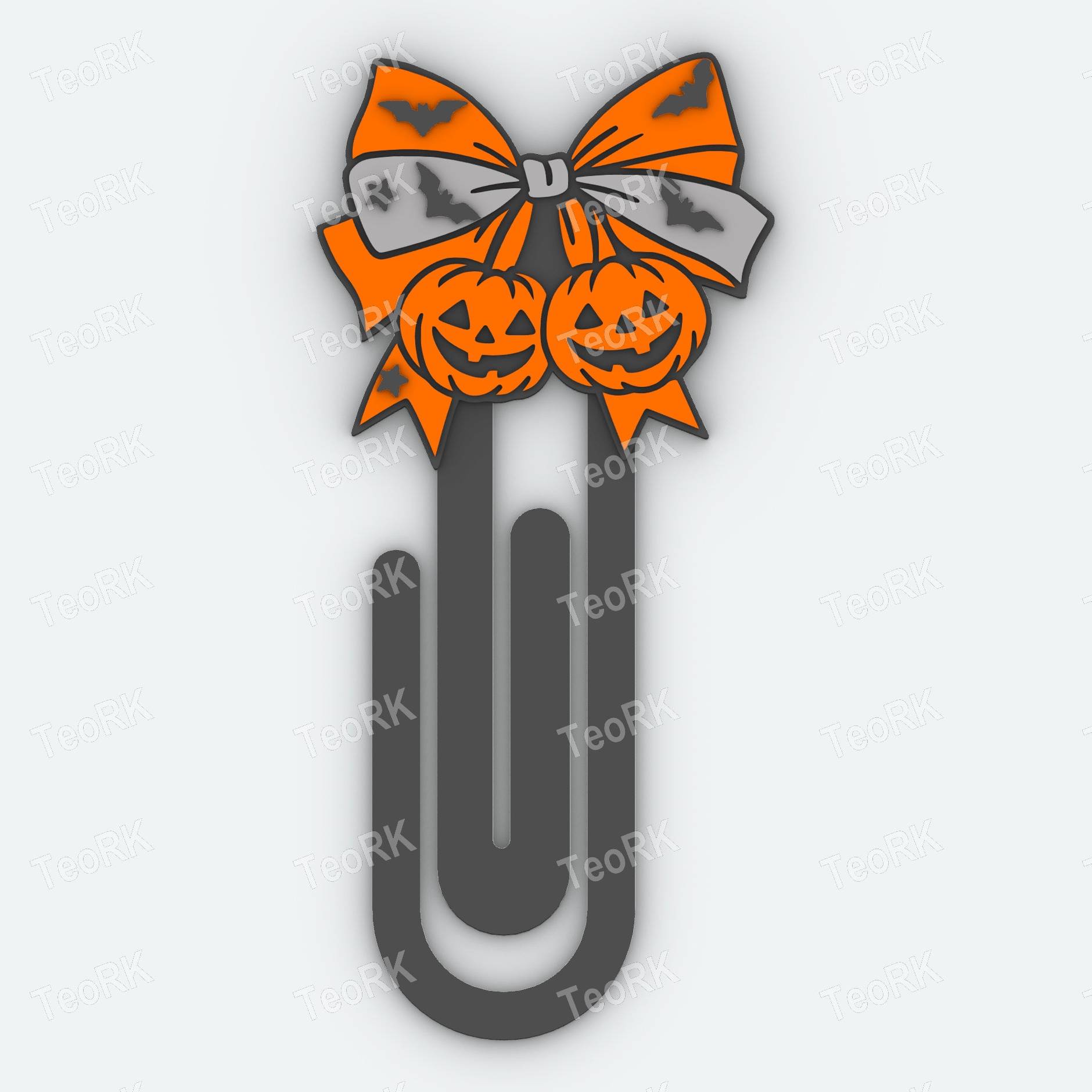 Paperclip Halloween ribbon with pumpkins - bookmark