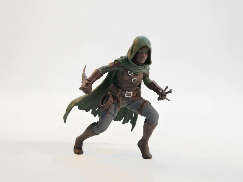 تمثال القاتلة المتخفية شخصية أنثوية قابلة للطباعة ثلاثية الأبعاد