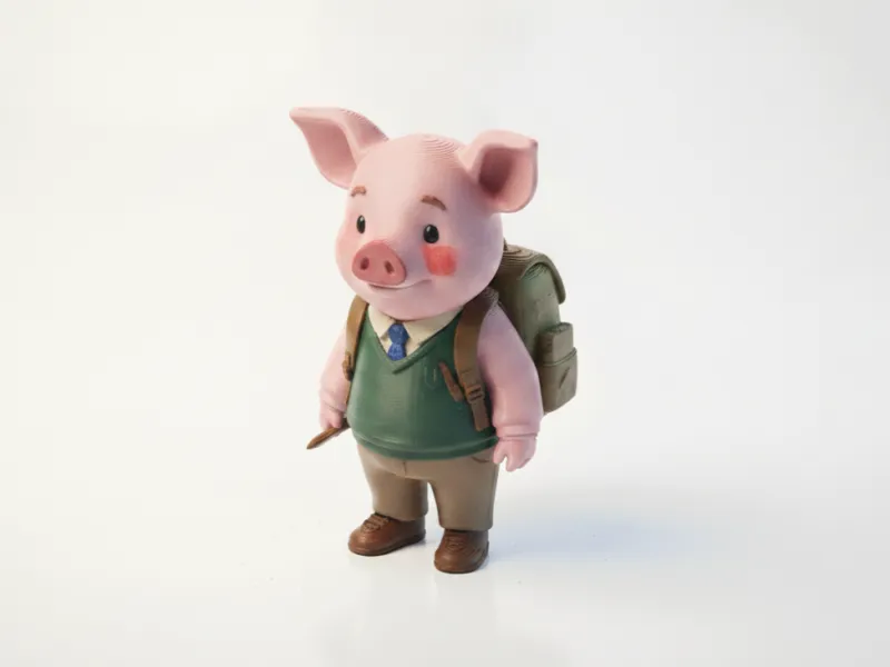 Cute Schoolkid Pig Figurine Chibi 3D Printable