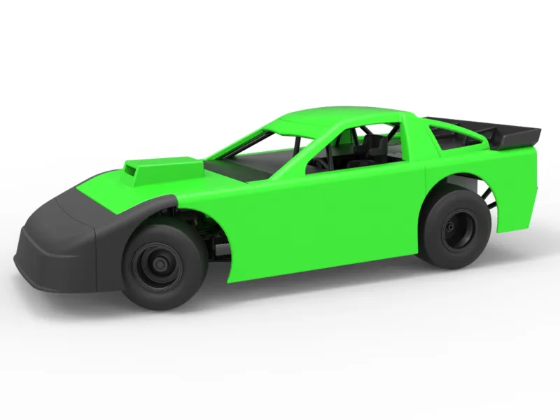 Carro de corrida Super Saloon da Nova Zelândia fazendo uma curva, escala 1:25