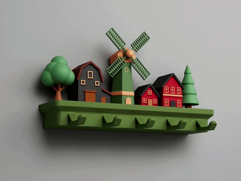 Estante de ganchos de pared de granja nórdica | 2 versiones de montaje | 5 ganchos