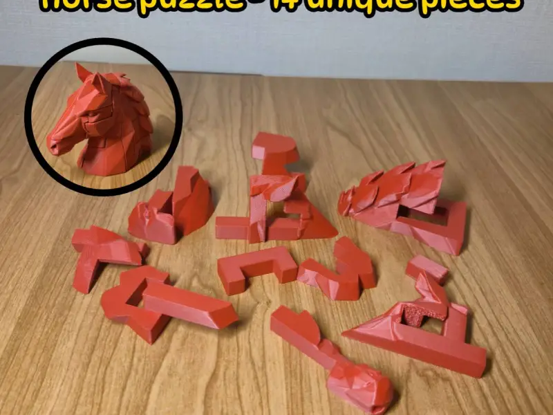 Low Poly Horse Puzzle – 14-Piece Assembly Sculpture