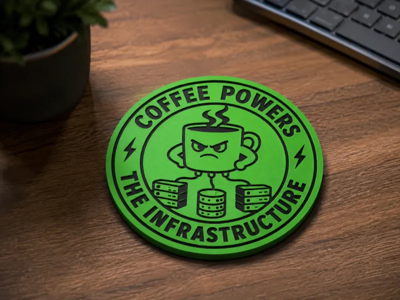 Coffee Powers the Infrastructure Coaster 90x4mm