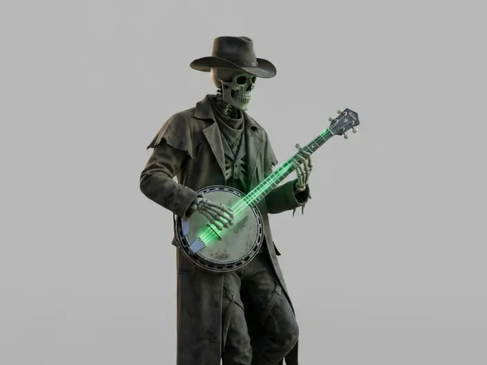 skeletal musician banjo 3d model