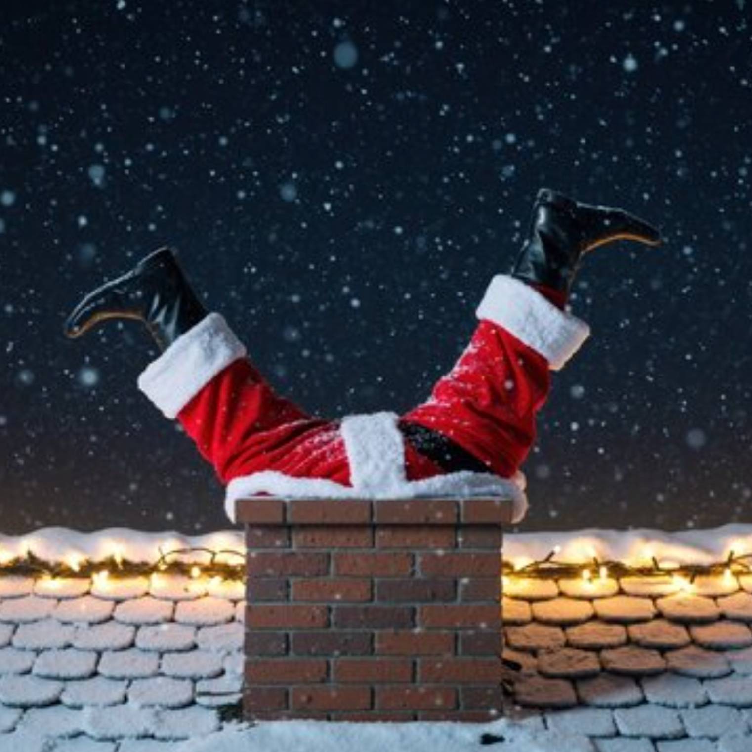 Christmas themed cabin with Santa