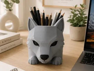 Wolf Pen Holder-Modern Desk Organizer