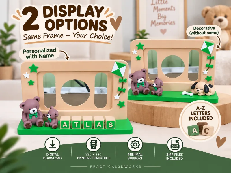 Moldura de Foto Personalizada para Bebê | Blocos de Nomes de A a Z | Decoração de Berçário