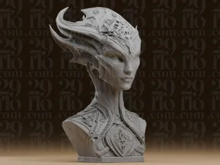 #283_1 Biomechanical Alien Empress Bust Sculpture