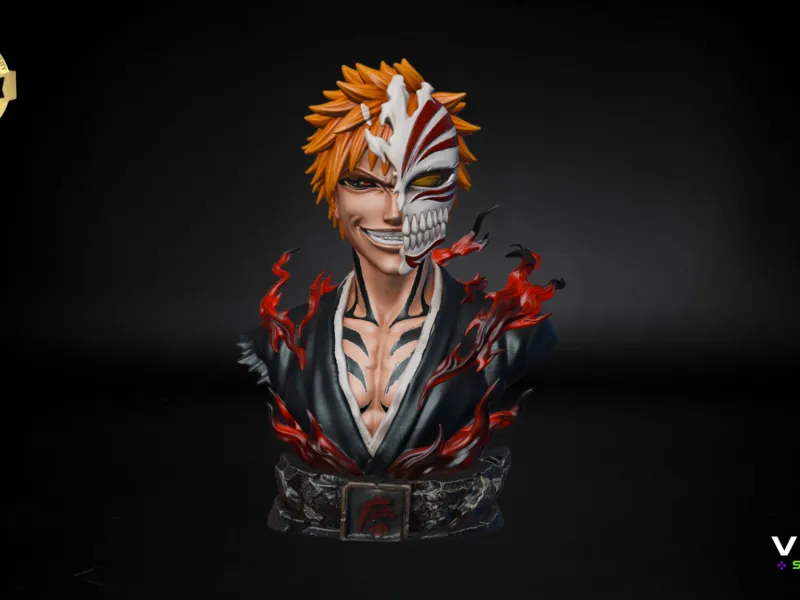 Ichigo Kurosaki Hollow Mask Bust STL 3D Model High Detail