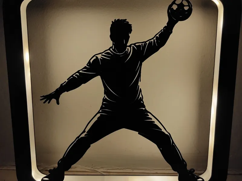 Verlichte lijst met een handbalkeeper
