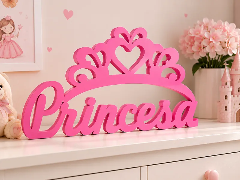 Princesa com Coroa – Nome Decorativo Personalizado