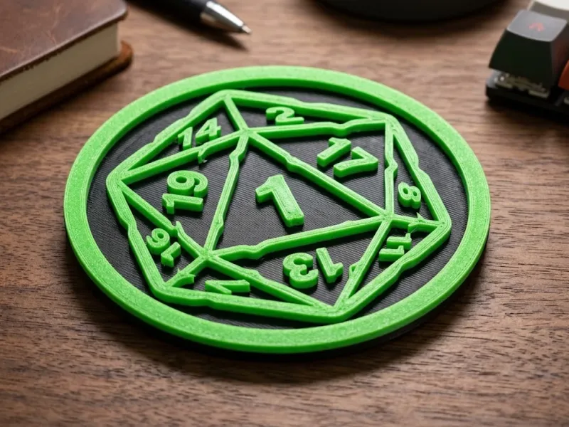 D20 Battered Dice Rolled 1 Epic Fail D&D dungeons an Coaster