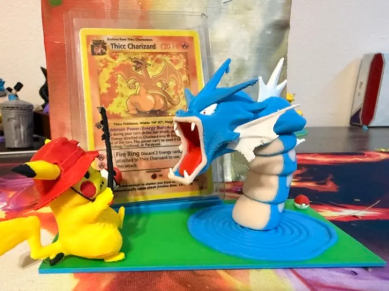 Pikachu fishing for Gyarados- Pokemon TCG Display Stand