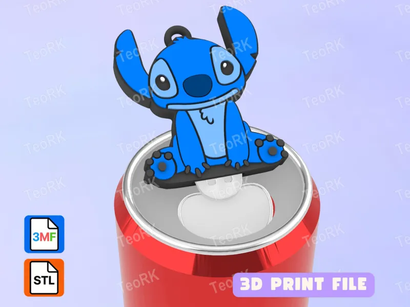 Soda Tab Opener Keychain cute Stitch sitting