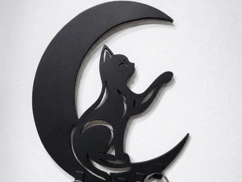 Moon Cat Wall Key Holder
