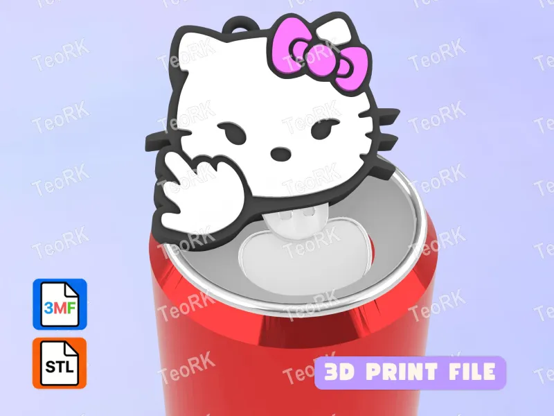 Soda Tab Opener Keychain HELLO KITTY - FUCK YOU