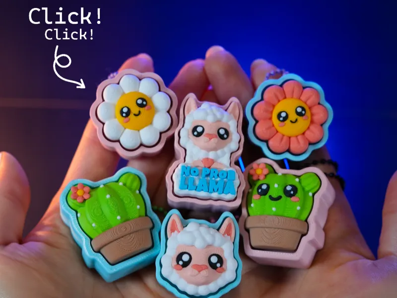 Paquete de Clickers de Llama (Llavero Fidget Clicky)