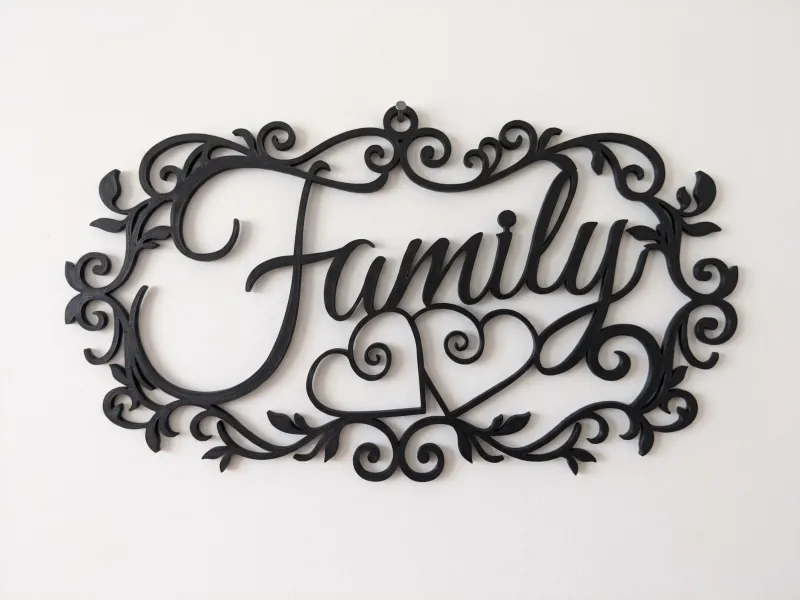 Family Cursive w/ Hearts Wall Art