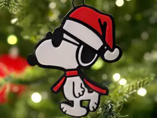 Cool Snoopy with Sunglasses and Santa Hat Ornament