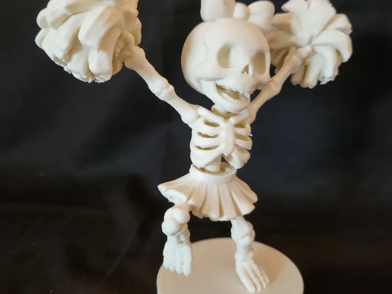 Skeleton Cheerleader — Skirt, Pom-Poms Up