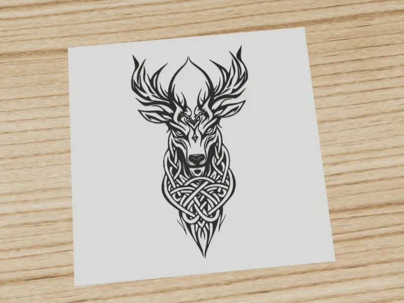 Celtic deer head knotwork fantasy emblem